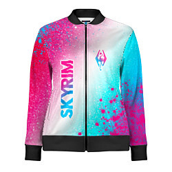 Олимпийка женская Skyrim neon gradient style: надпись, символ, цвет: 3D-черный