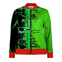 Олимпийка женская Кибер-глитч зелёный, цвет: 3D-красный