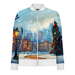 Олимпийка женская Новогодний город, цвет: 3D-белый