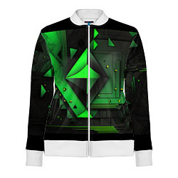 Олимпийка женская Асимметричный узор зелени, цвет: 3D-белый