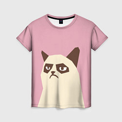 Футболка женская Grumpy cat pink, цвет: 3D-принт