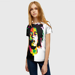 Футболка женская Bob Marley: Colors цвета 3D-принт — фото 2