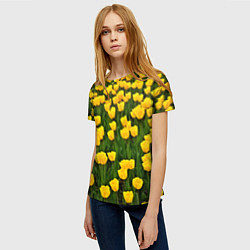 Футболка женская Жёлтые тюльпаны, цвет: 3D-принт — фото 2