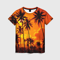 Футболка женская Таиланд - пальмы на закате, цвет: 3D-принт