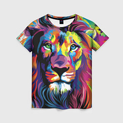 Женская футболка Красочный лев