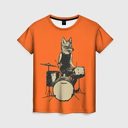 Футболка женская Drums Fox, цвет: 3D-принт