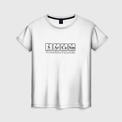 Женская футболка Sarcasm хим элемент надпись