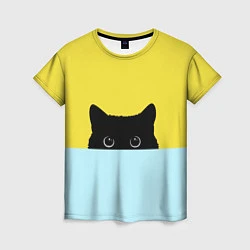 Футболка женская Черный котик, цвет: 3D-принт