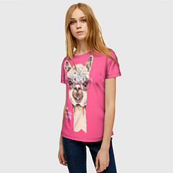 Футболка женская Romantic - llama, цвет: 3D-принт — фото 2