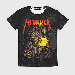 Футболка женская Metallica скеленон со свечкой, цвет: 3D-принт