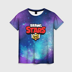 Футболка женская BRAWL STARS лого в космосе, цвет: 3D-принт