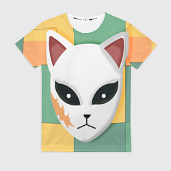 Футболка женская Лисья маска Сабито, цвет: 3D-принт