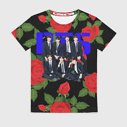 Футболка женская BTS Roses Black, цвет: 3D-принт
