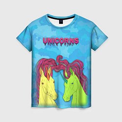 Женская футболка Colored unicorns