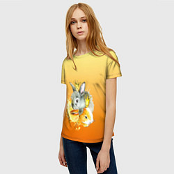 Футболка женская Акварельные кролики милота, цвет: 3D-принт — фото 2