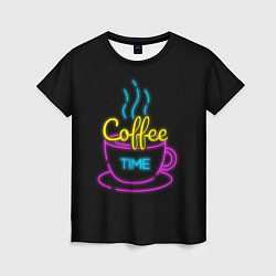 Женская футболка Время кофе Неон