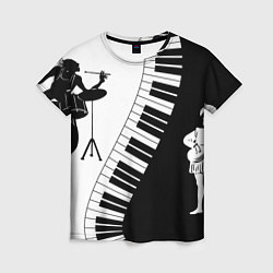 Футболка женская Черно Белое пианино, цвет: 3D-принт