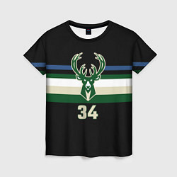 Футболка женская Milwaukee Bucks форма Яннис Адетокумбо, цвет: 3D-принт