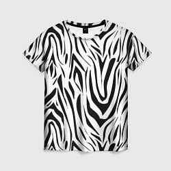 Футболка женская Черно-белая зебра, цвет: 3D-принт
