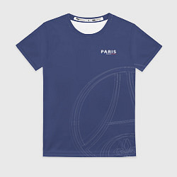 Футболка женская PSG Core Big Logo Blue New 202223, цвет: 3D-принт