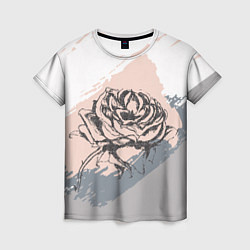 Женская футболка Абстракция с розой