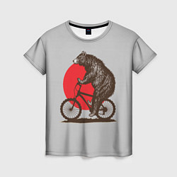 Футболка женская Медведь на велосиеде, цвет: 3D-принт