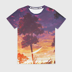 Футболка женская Закат в аниме стиле, цвет: 3D-принт