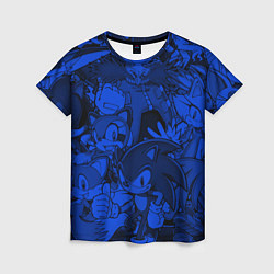 Футболка женская SONIC BLUE PATTERN СИНИЙ ЁЖ, цвет: 3D-принт