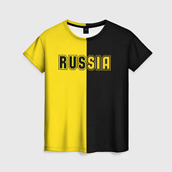 Футболка женская Россия черно желтое RUSSIA - BORUSSIA, цвет: 3D-принт