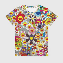 Футболка женская Flower Superflat, Такаши Мураками, цвет: 3D-принт