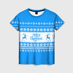 Женская футболка MERRY CHRISTMAS BLUE