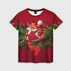 Футболка женская Игривый китайский тигр, цвет: 3D-принт