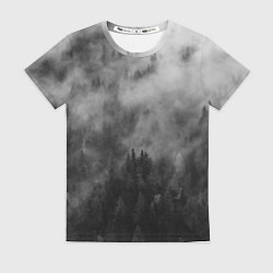 Женская футболка ТУМАН НАД ЛЕСОМ МРАЧНО