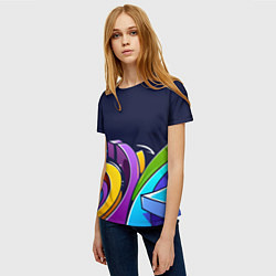 Футболка женская Цветное граффити, цвет: 3D-принт — фото 2