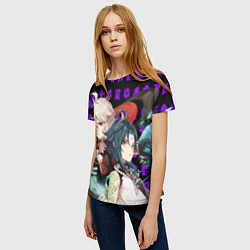 Футболка женская КАДЗУХА И СЯО ГЕНШИН ИМПАКТ, цвет: 3D-принт — фото 2