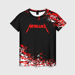 Футболка женская Metallica текстура белая красная, цвет: 3D-принт