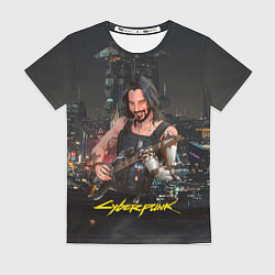 Футболка женская Johnny в гитарой Джонни Cyberpunk2077, цвет: 3D-принт
