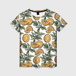 Женская футболка Узор из тропических апельсинов