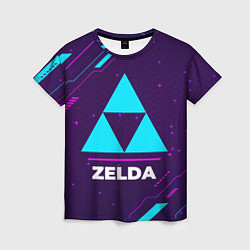 Футболка женская Символ Zelda в неоновых цветах на темном фоне, цвет: 3D-принт