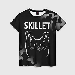 Футболка женская Группа Skillet и Рок Кот, цвет: 3D-принт