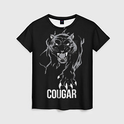 Футболка женская Cougar on the hunt - Пума на охоте, цвет: 3D-принт