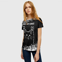 Футболка женская Группа Three Days Grace и Рок Кот, цвет: 3D-принт — фото 2