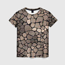 Женская футболка Черно-коричневая текстура камня