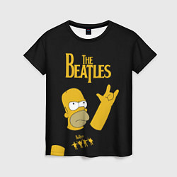 Женская футболка The Beatles Гомер Симпсон Рокер