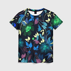 Футболка женская Color summer night Floral pattern, цвет: 3D-принт