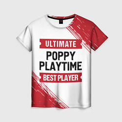 Футболка женская Poppy Playtime: красные таблички Best Player и Ult, цвет: 3D-принт