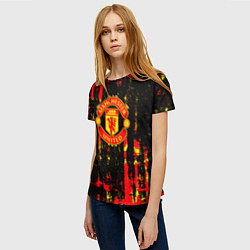 Футболка женская Manchester united краска, цвет: 3D-принт — фото 2