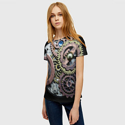Футболка женская Mechanism of gears in Steampunk style, цвет: 3D-принт — фото 2