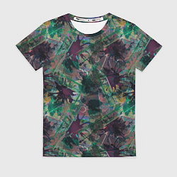 Футболка женская Абстрактный гранжевый принт с кляксами и штрихами, цвет: 3D-принт