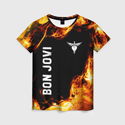 Футболка женская Bon Jovi и Пылающий Огонь, цвет: 3D-принт